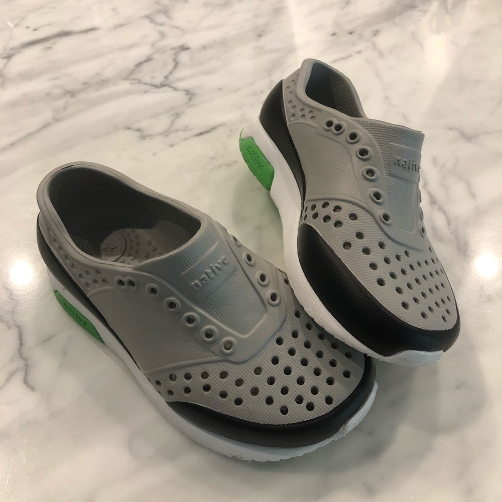 Native Lennox Gray/Black/Green Shoes (WORE ONCE)
